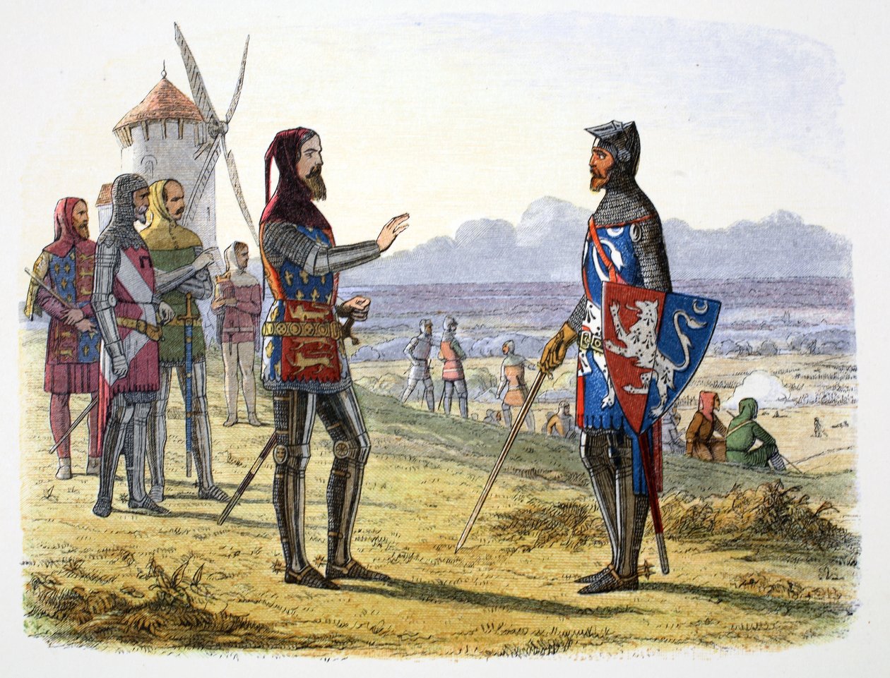 King Edward III refuses succour to his son at the Battle of Crecy, France, 1346, 1864 by James William Edmund Doyle