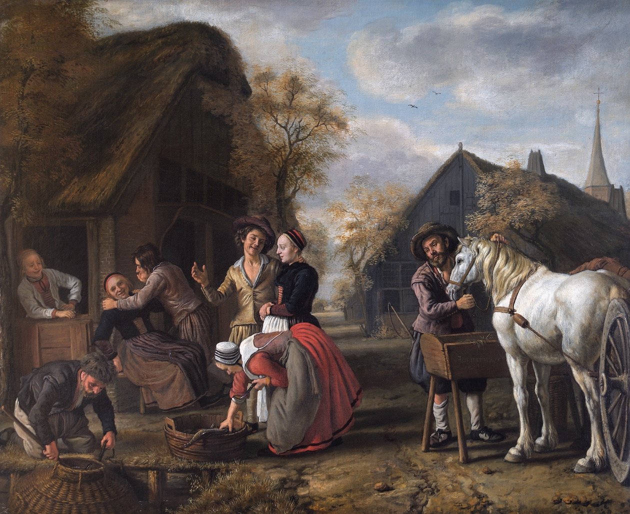A Village Scene by Jan (1620 76) Victors
