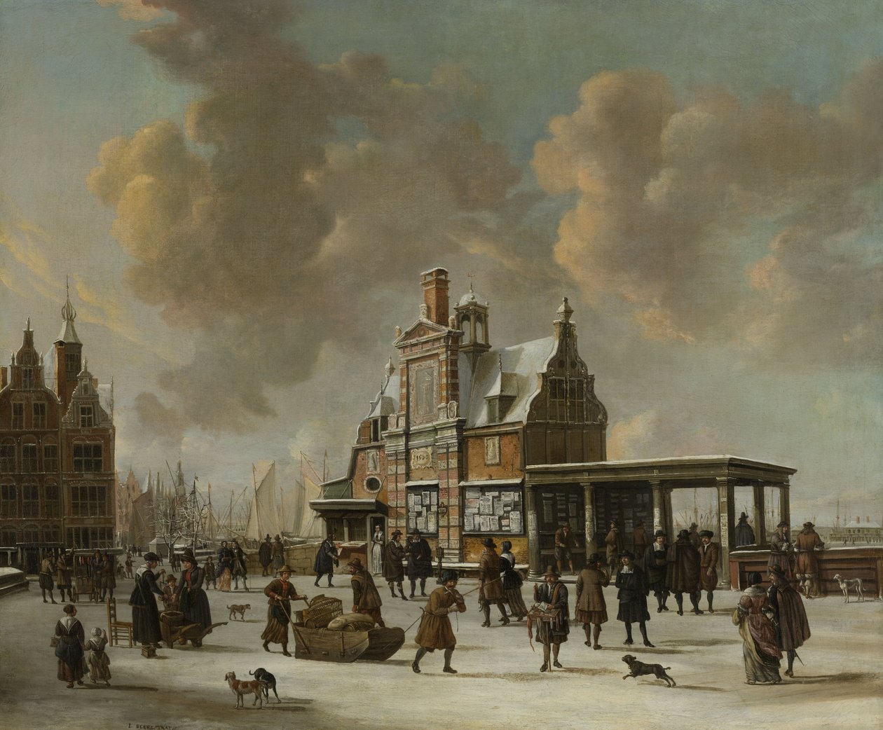 The Paalhuis and the Nieuwe Brug by Jan Abrahamsz. Beerstraten