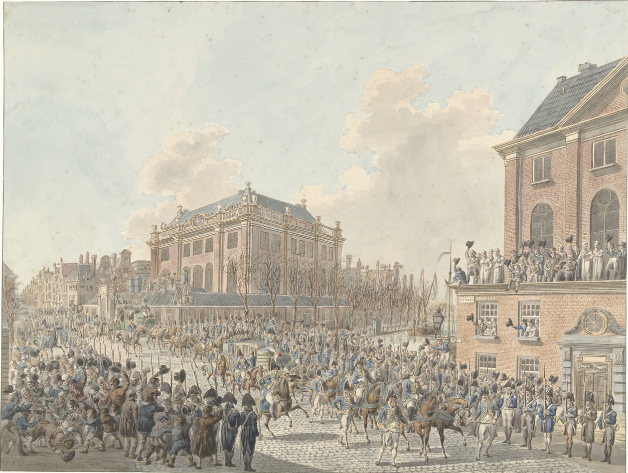 The Entry into Amsterdam of Louis Napoleon on April 20, 1808 by Jan Anthonie Langendijk Dzn (signed by artist)