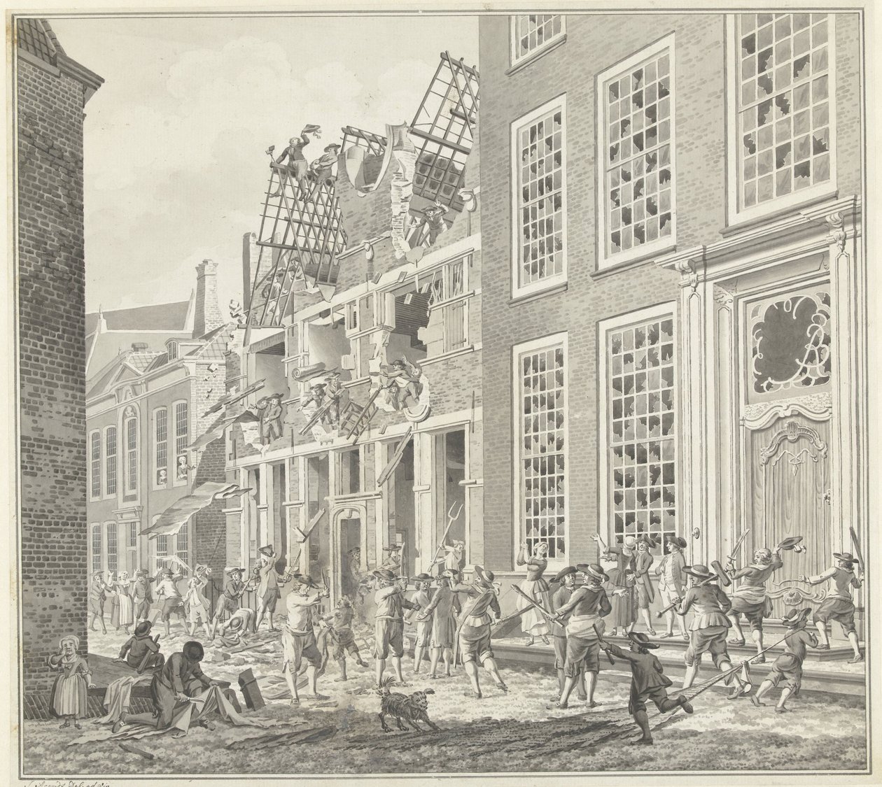 Plundering of the House of Lucas van Steveninck, 1787 by Jan Arends (signed by artist)