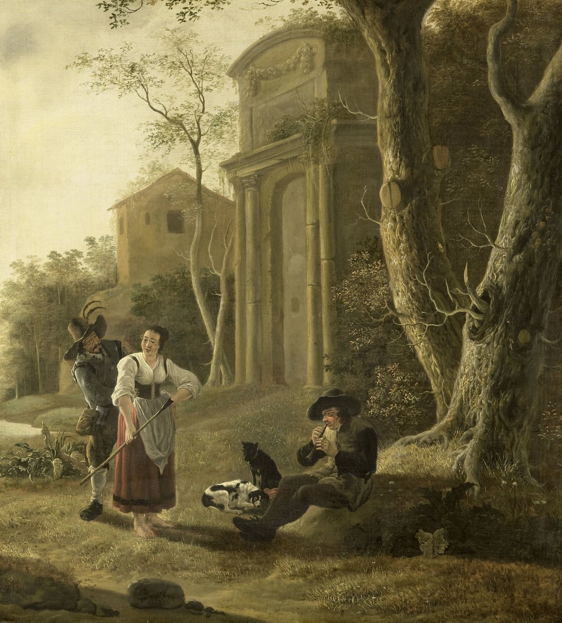 The Piper (Shepherd Scene with Shawm Player) by Jan Baptist Wolfaerts