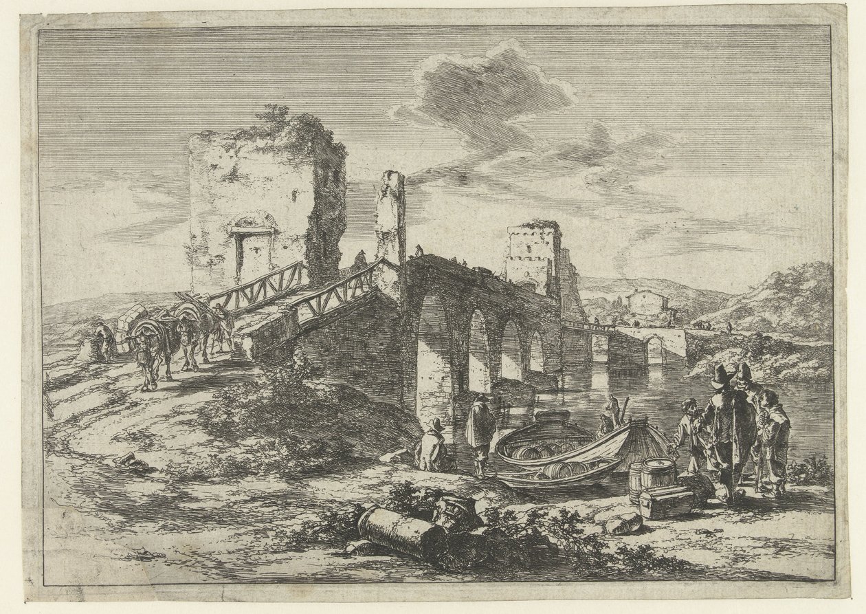 Landscape with Bridge, the Ponte Molle (Landscapes in the Vicinity of Rome) by Jan Both