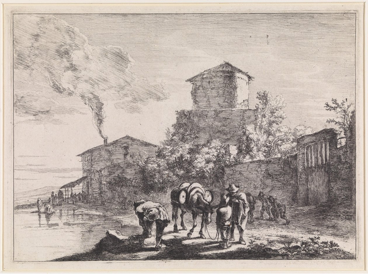 Men and a Mule by the Via Appia by Jan Both