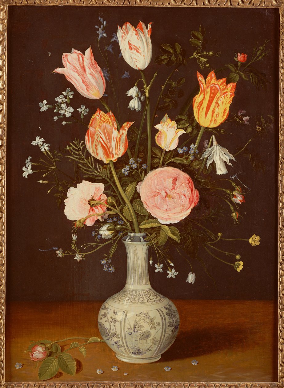 Tulips, Roses, Forget-Me-Nots and Other Flowers in a Late Ming Blue and White Vase by Jan Brueghel the Elder
