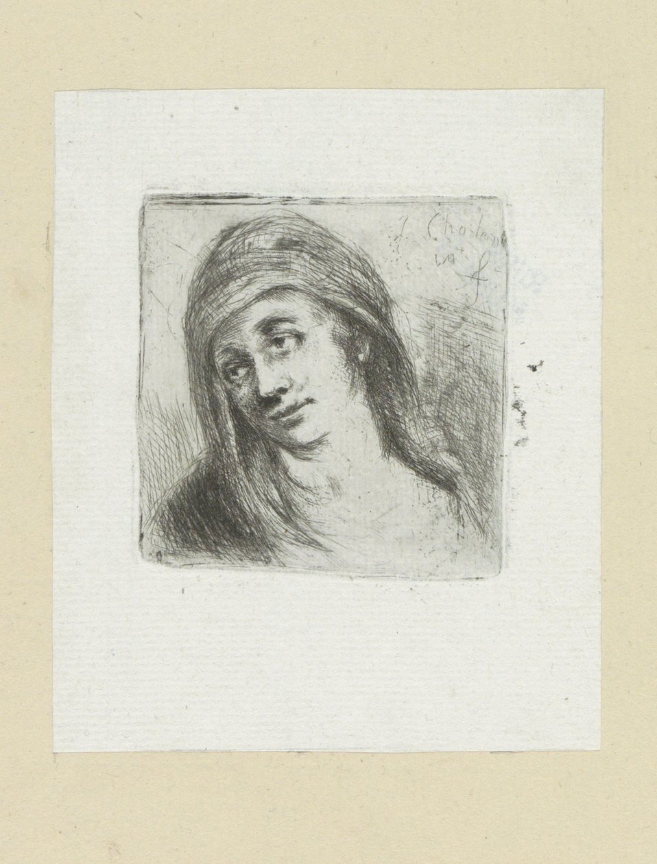 Young Woman with Headscarf (The Compleat Work of Etchings by John Chalon) by Jan Chalon