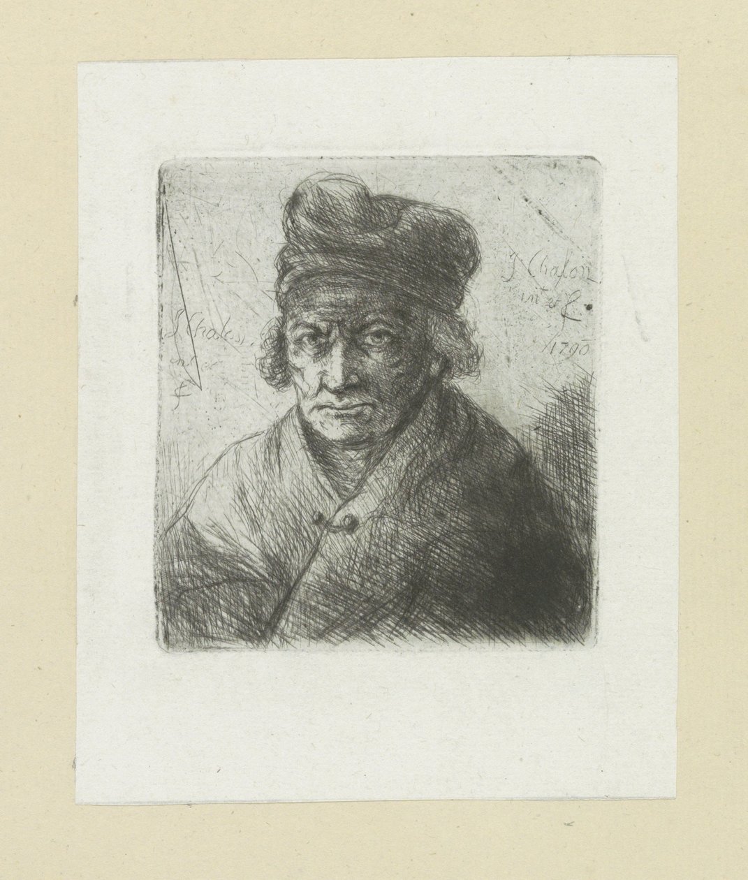 Old Man with Cap (The Complete Work of Etchings by John Chalon series) by Jan Chalon