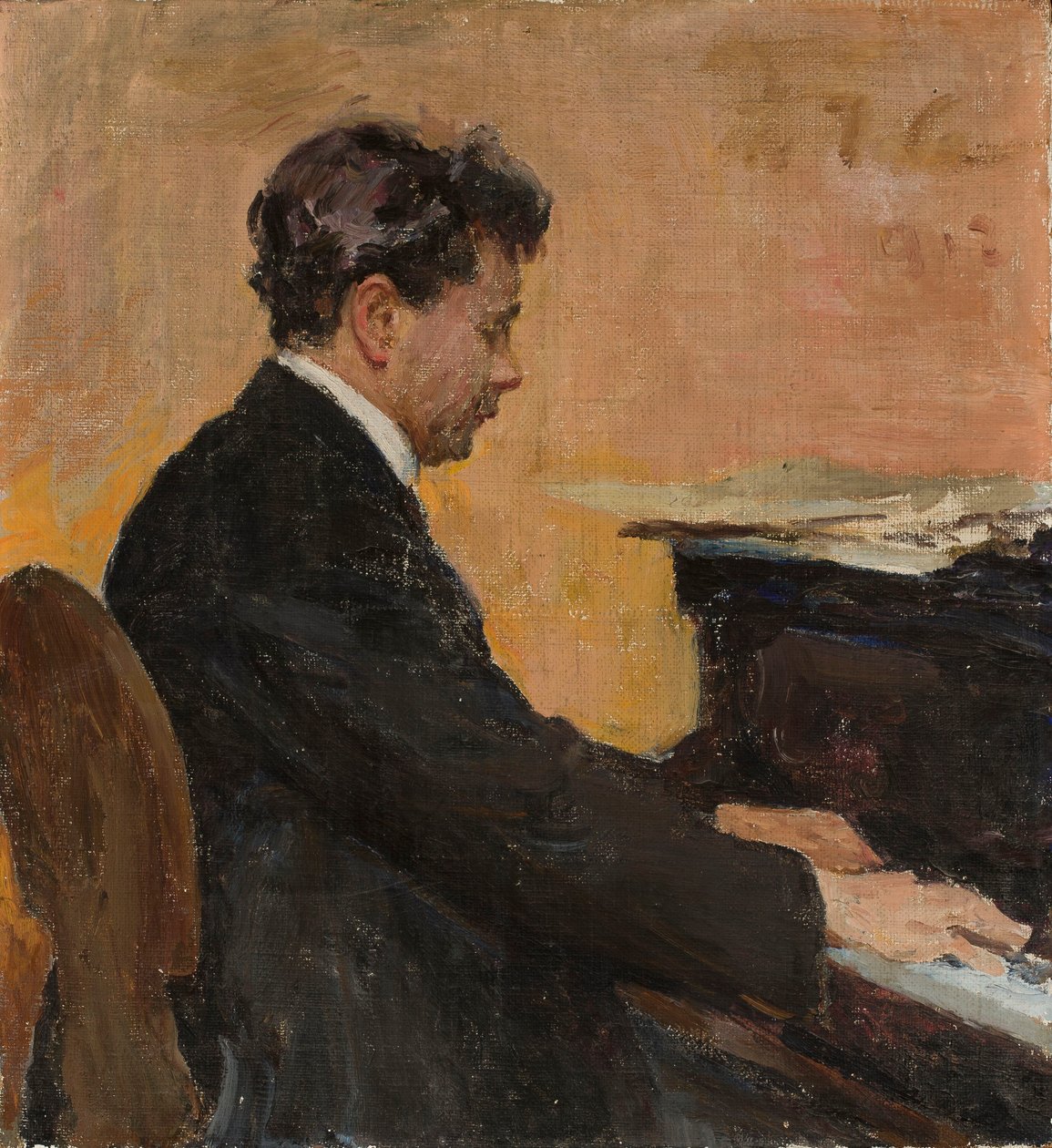 Portrait of Józef Hofmann at the Piano by Jan Ciągliński