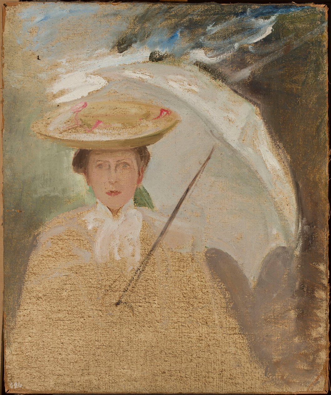 Portrait of a Lady with a Parasol, Sketch by Jan Ciągliński