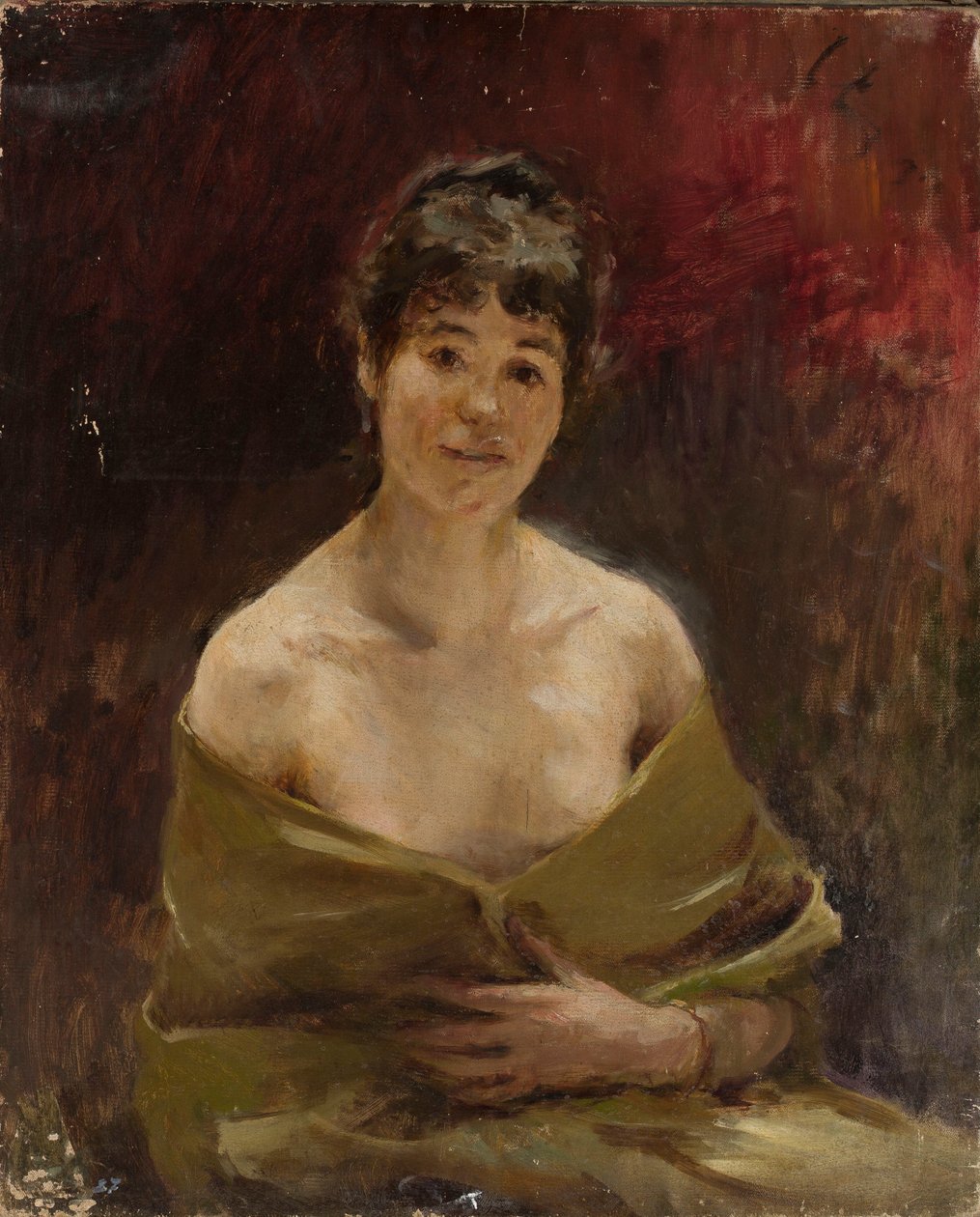 Study of a Model in Green Drapery by Jan Ciągliński