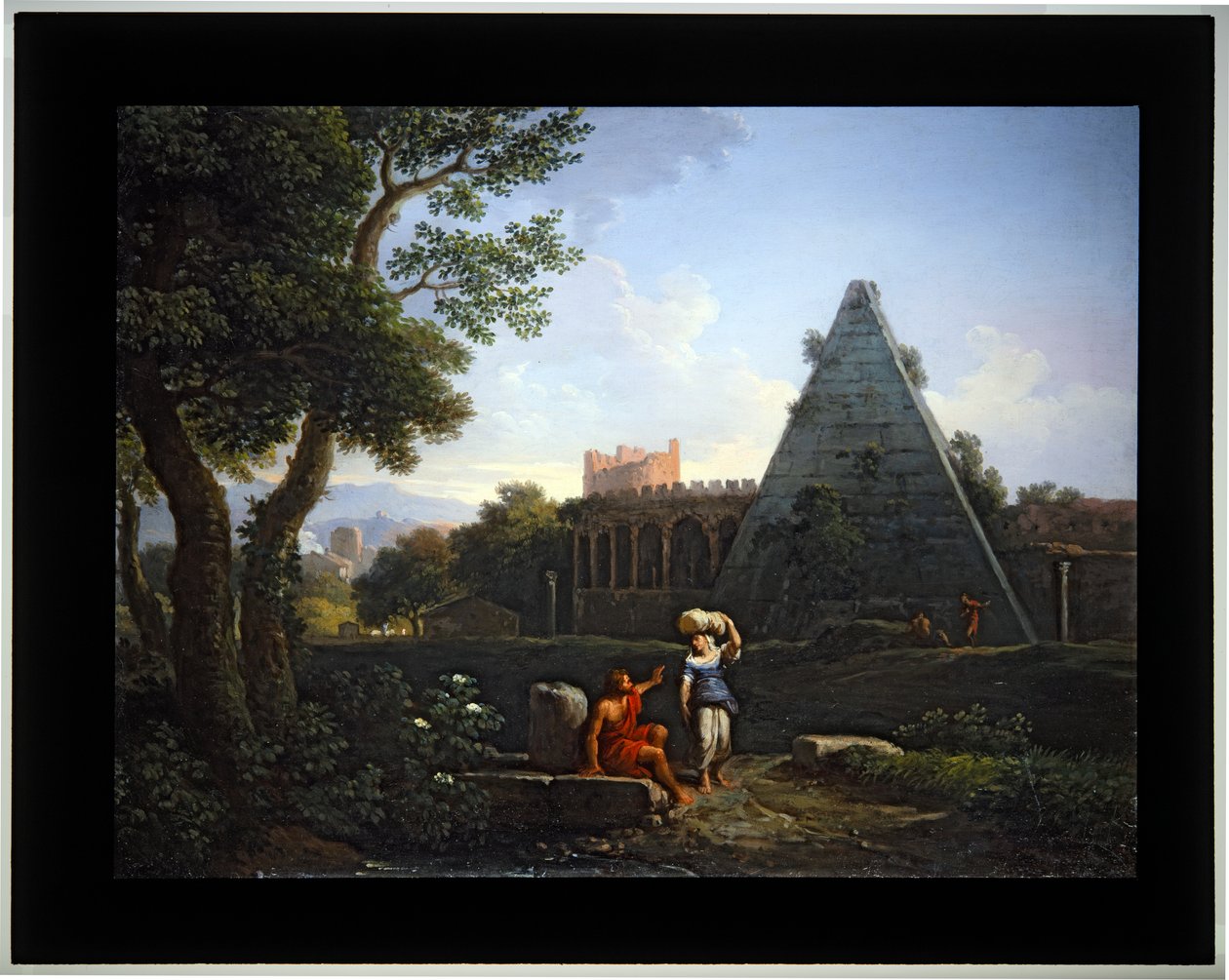 Set of Four Capriccio; (3) Pyramid of Cestius by Jan Frans van (1662 1749) Bloemen