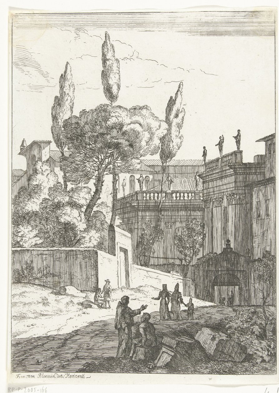 Italianate Landscape with Antique Buildings and Figures by Jan Frans van Bloemen