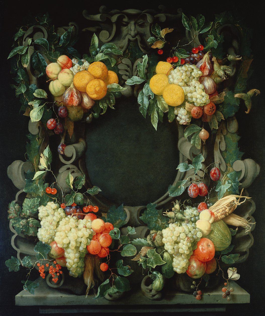 Garland of Fruit Around an Empty Niche by Jan Frans van Son