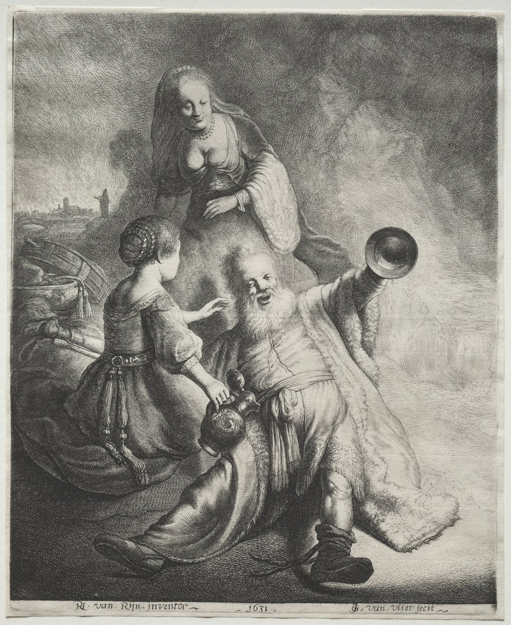 Lot and His Daughters by Jan Georg van Vliet