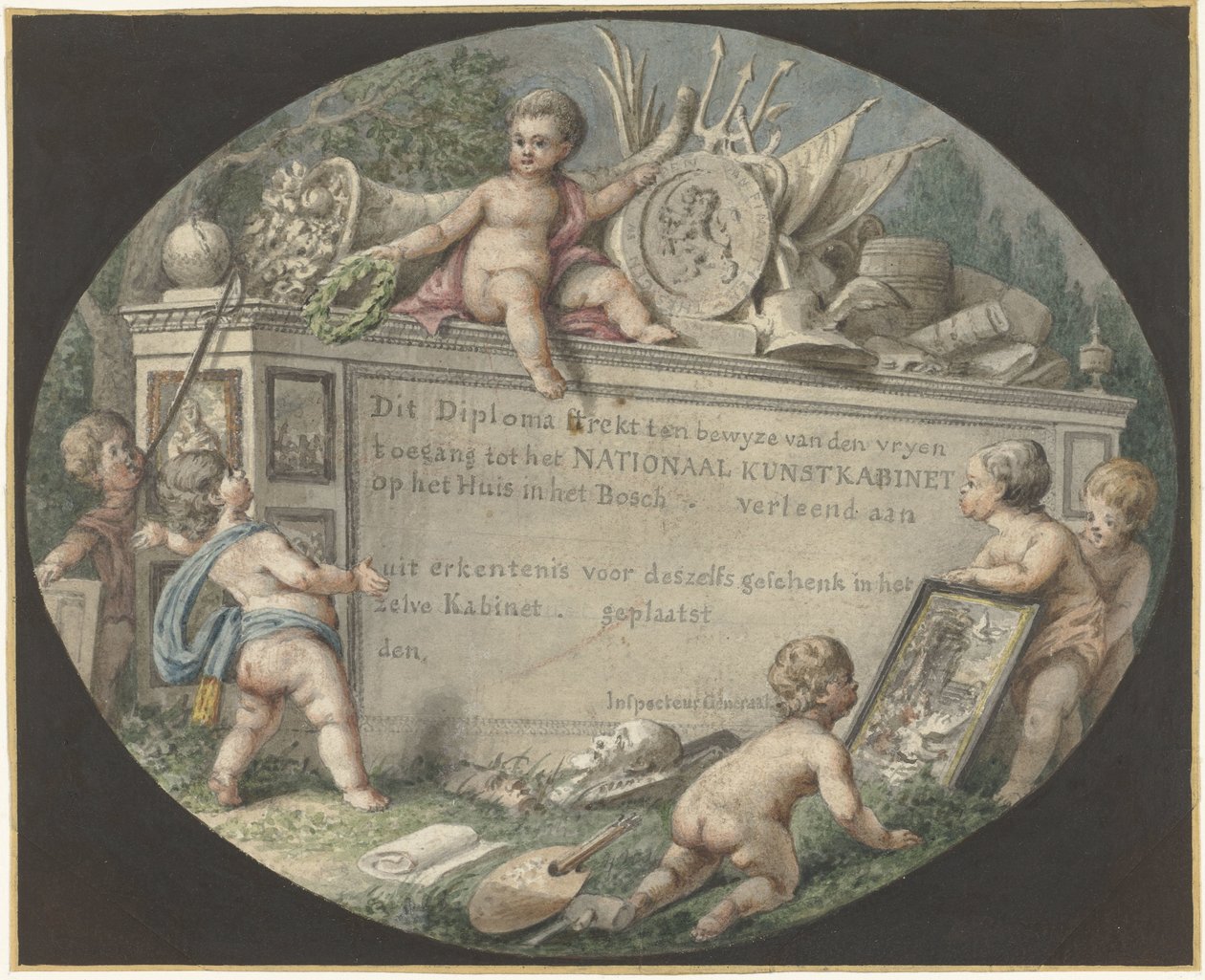Design for an Admission Ticket for the National Art Cabinet at Huis ten Bosch by Jan Gerard Waldorp (possibly)