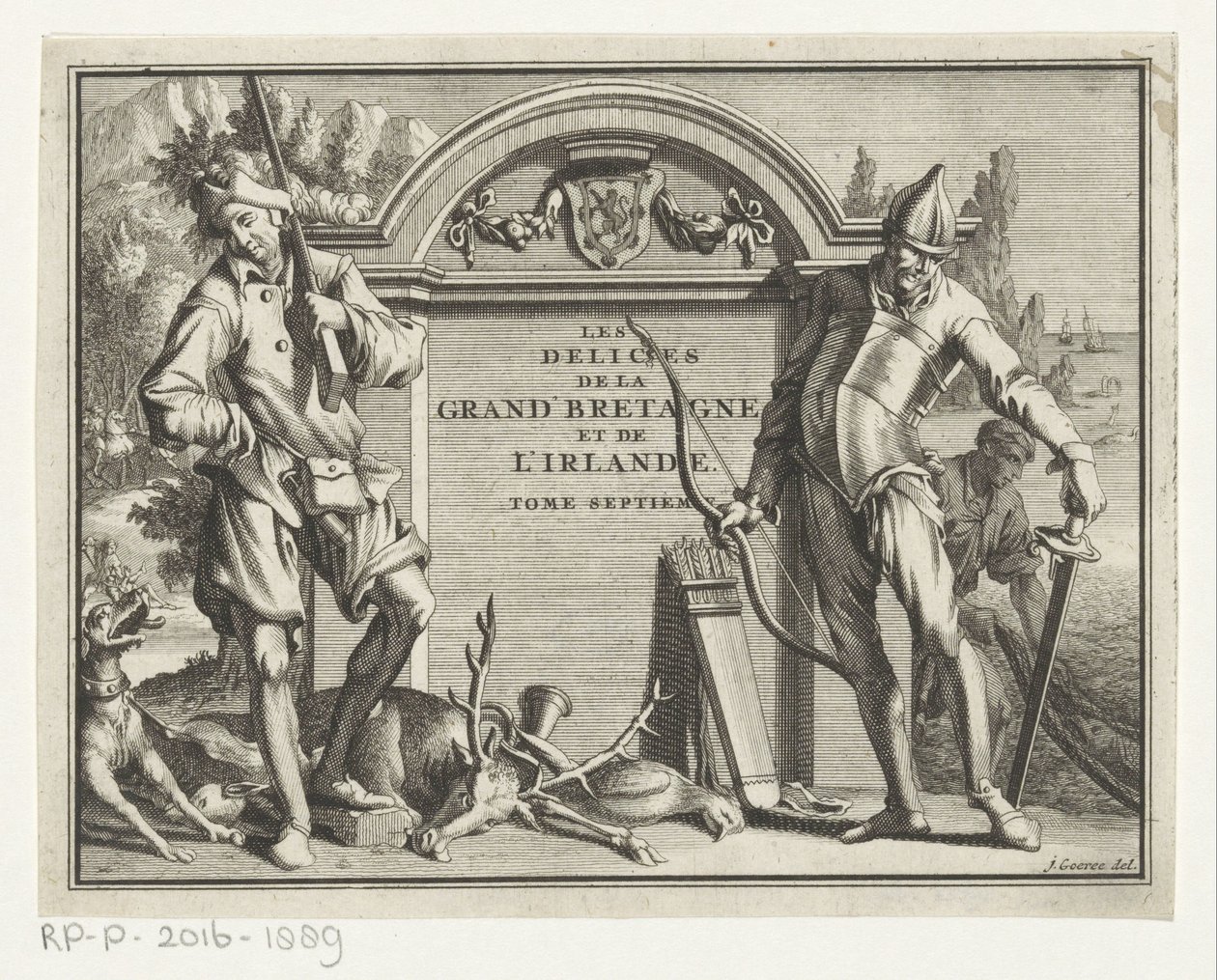 Two Hunters in an Architectural Setting by Jan Goeree (possibly)