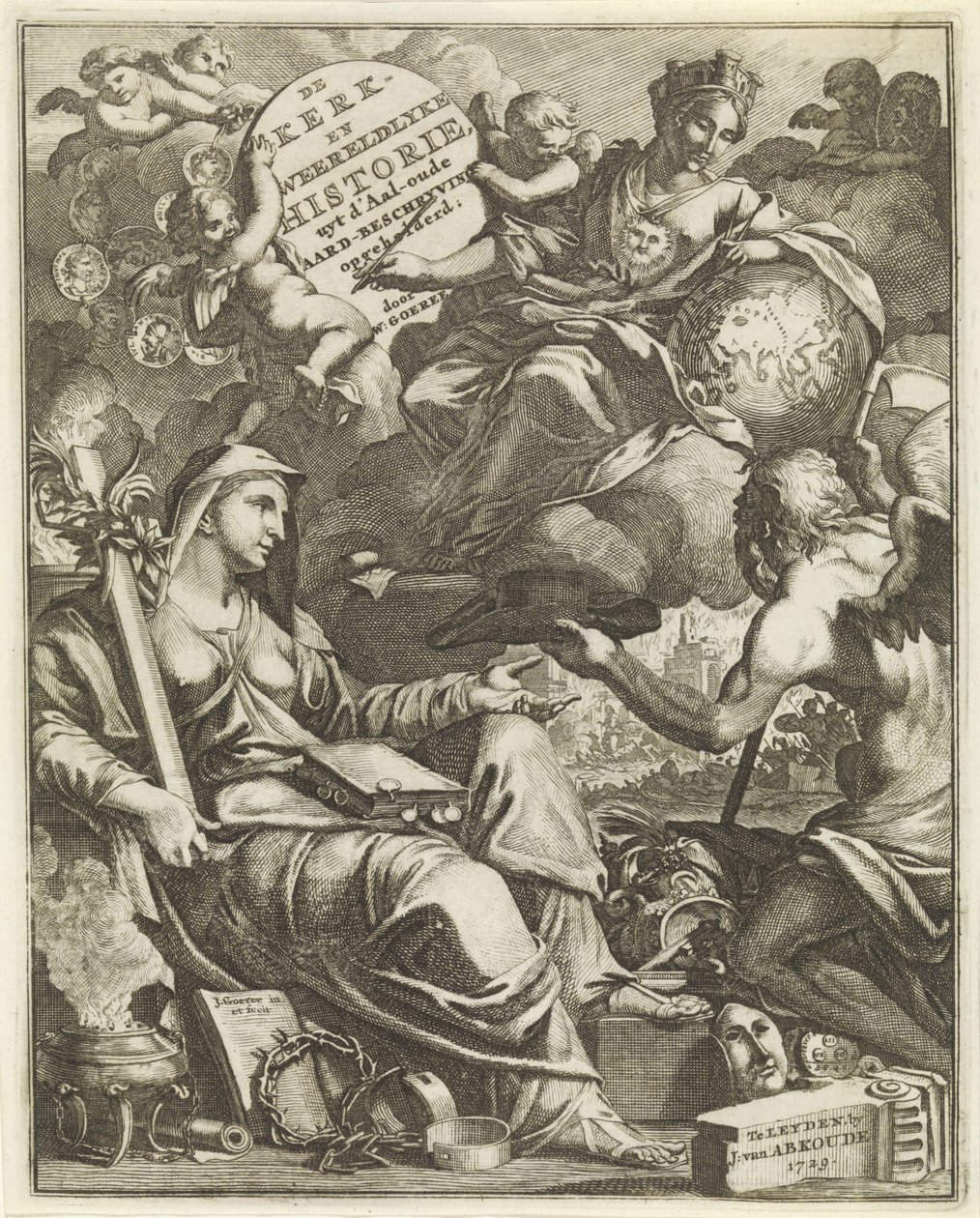 Allegory of Church and World History (Title Page for Willem Goeree, The Church and World Histories. 1729) by Jan Goeree
