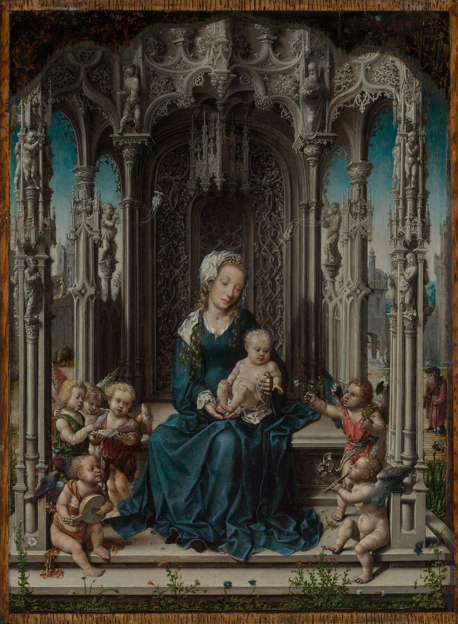 Enthroned Mary with Child and Music-Making Angels by Jan Gossaert