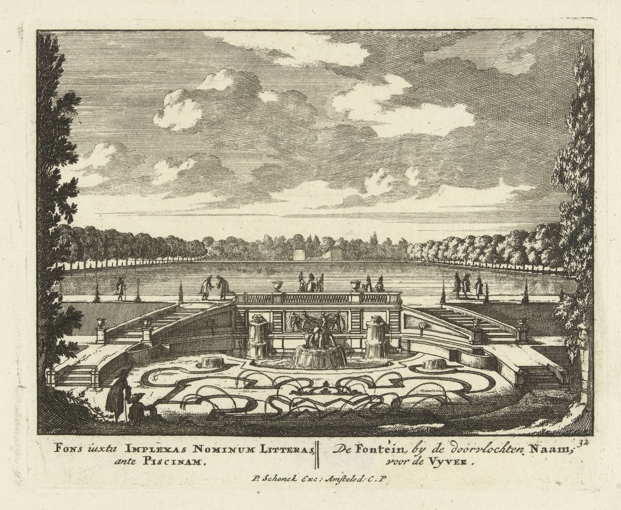 Fountain at the Large Pond in the Gardens of Paleis Het Loo, 1695-1705 by Jan I van Call