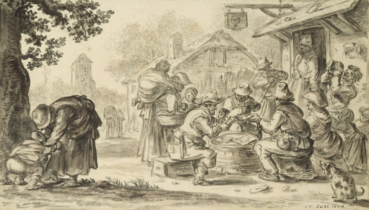 A Farmers Card Game in front of the Inn, 1624 by Jan Josephsz van Goyen