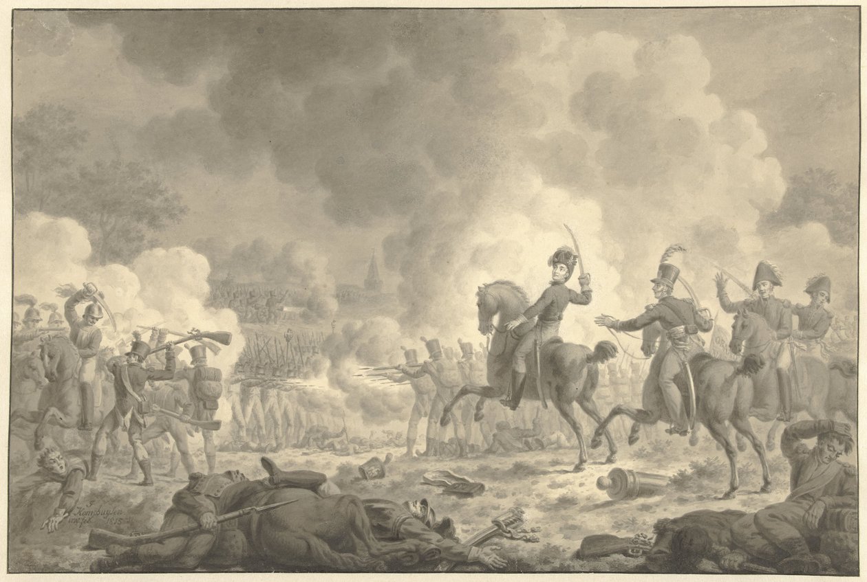 Crown Prince William Frederick George Louis at the Battle of Waterloo and Fleurus by Jan Kamphuijsen (signed by artist)