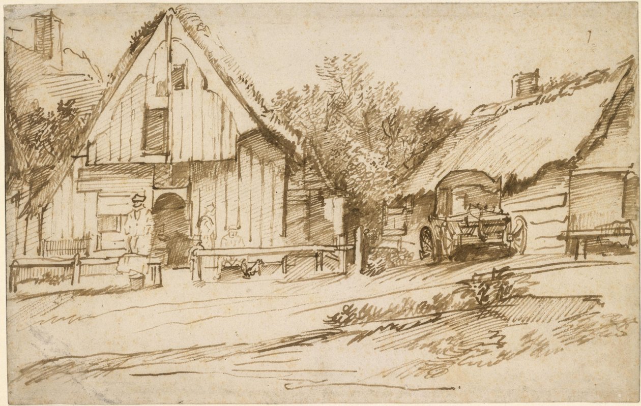Three Farmhouses by a Path by Jan Lievens