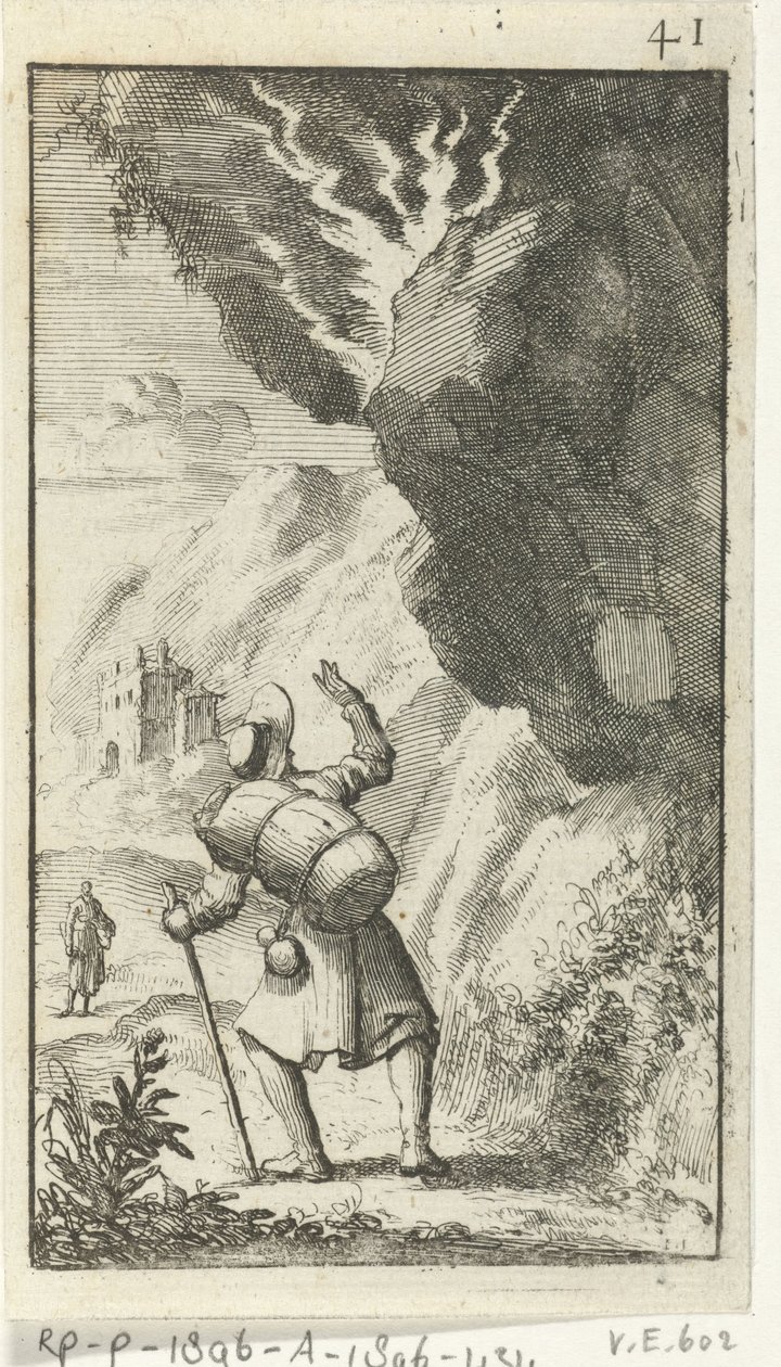 Christian Fears Being Crushed by a Falling Rock by Jan Luyken