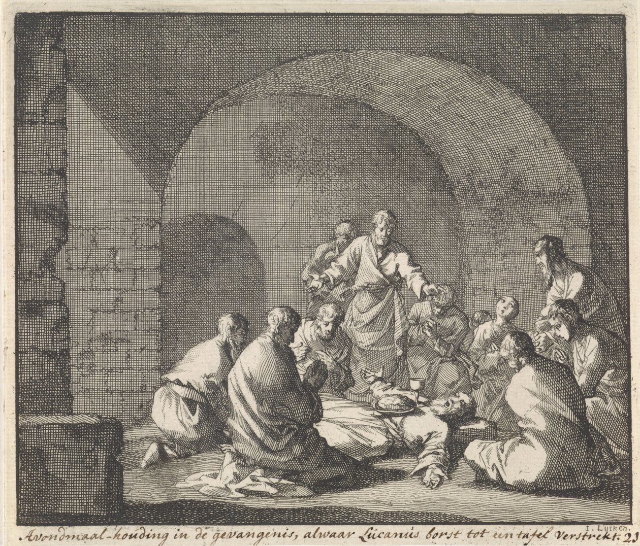 Saint Lucian Celebrates the Last Supper in Prison (Last Supper in a Prison where Lucian