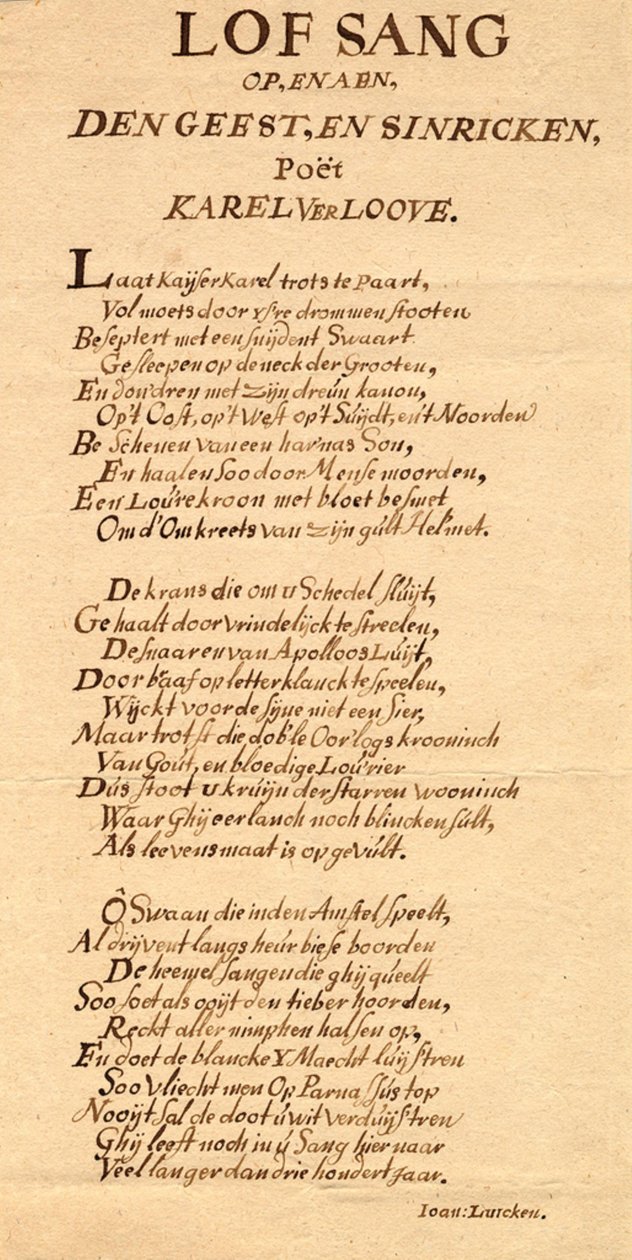 Cover with Handwritten Poem by Jan Luyken on Karel Verloove by Jan Luyken