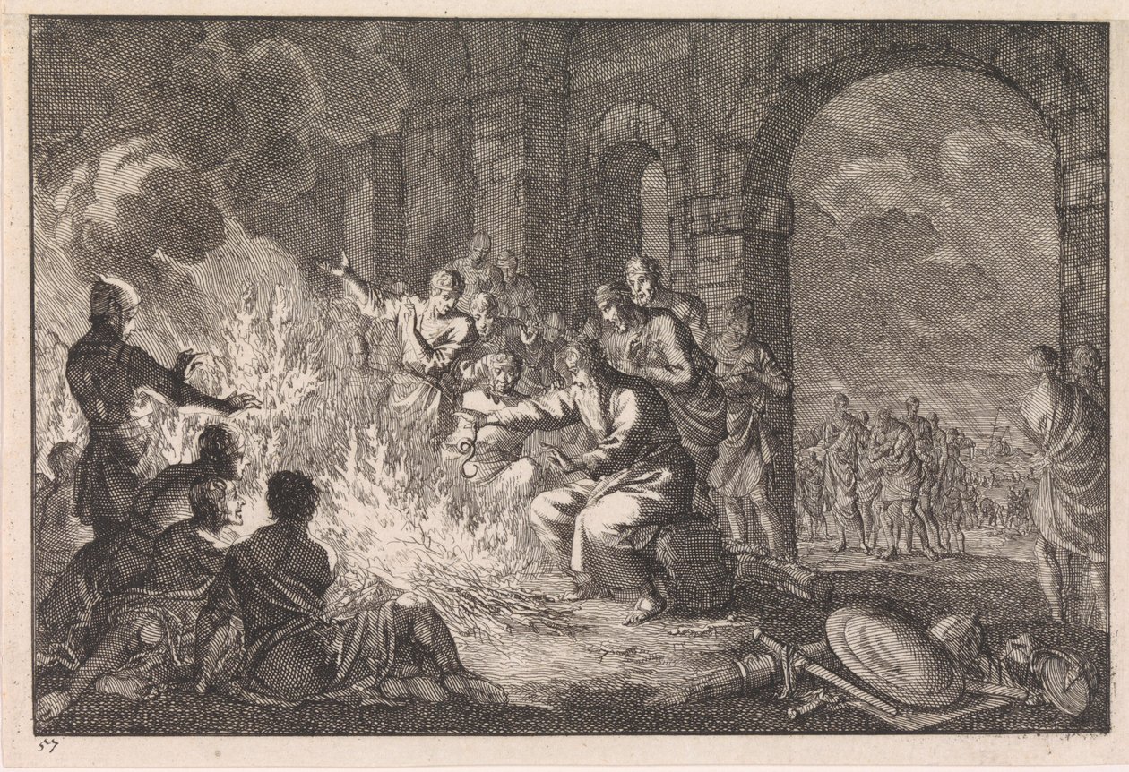 Paul is bitten by a viper in Malta by Jan Luyken