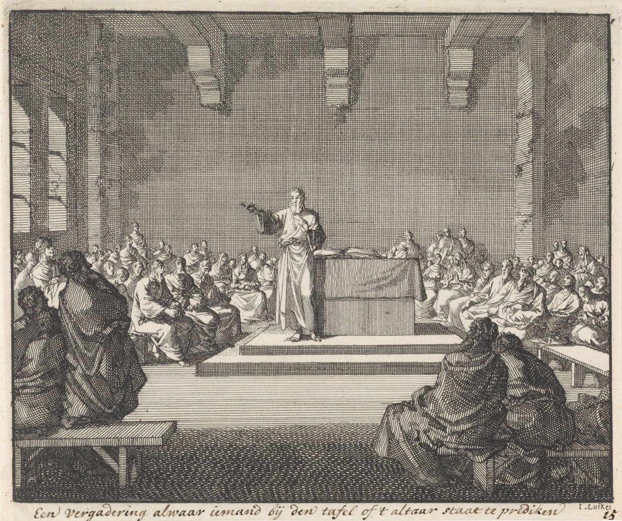 Sermon by a Priest at an Altar by Jan Luyken