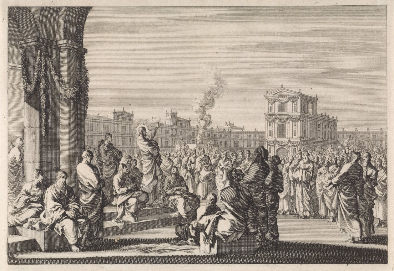 Christ Preaching before the Temple by Jan Luyken