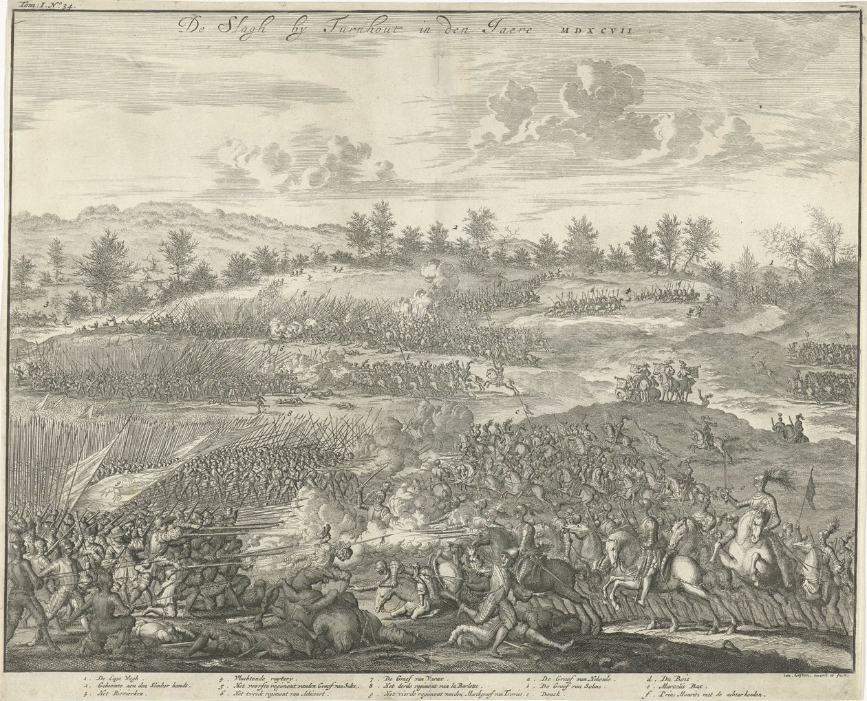 Battle of Turnhout, 1597 (title on object: The Battle of Turnhout in the Year MDXCVII) by Jan Luyken