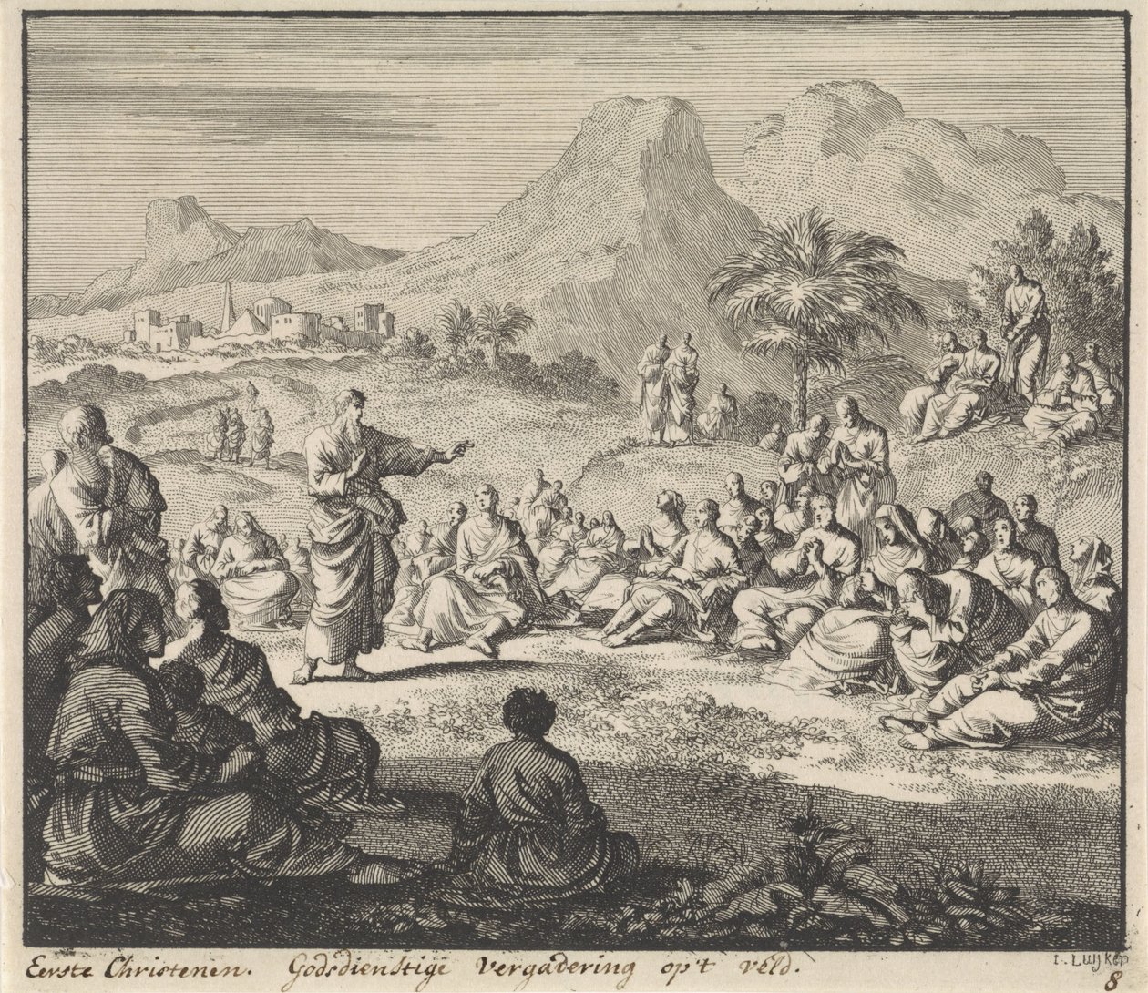 Early Christians Listening to a Sermon in the Wilderness by Jan Luyken