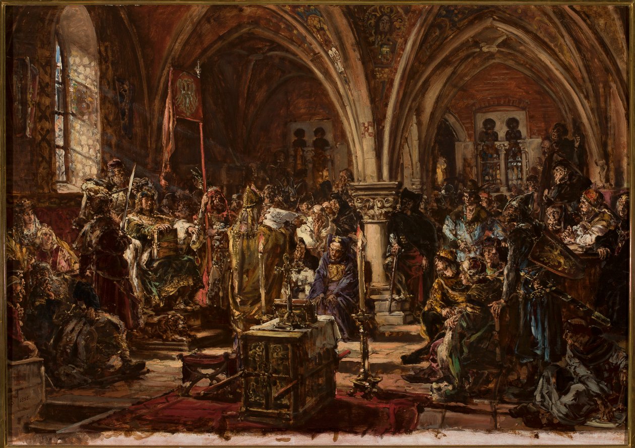 In Łęczyca the First Sejm. Writing of Laws, Curtailing Robberies. Year 1182 by Jan Matejko