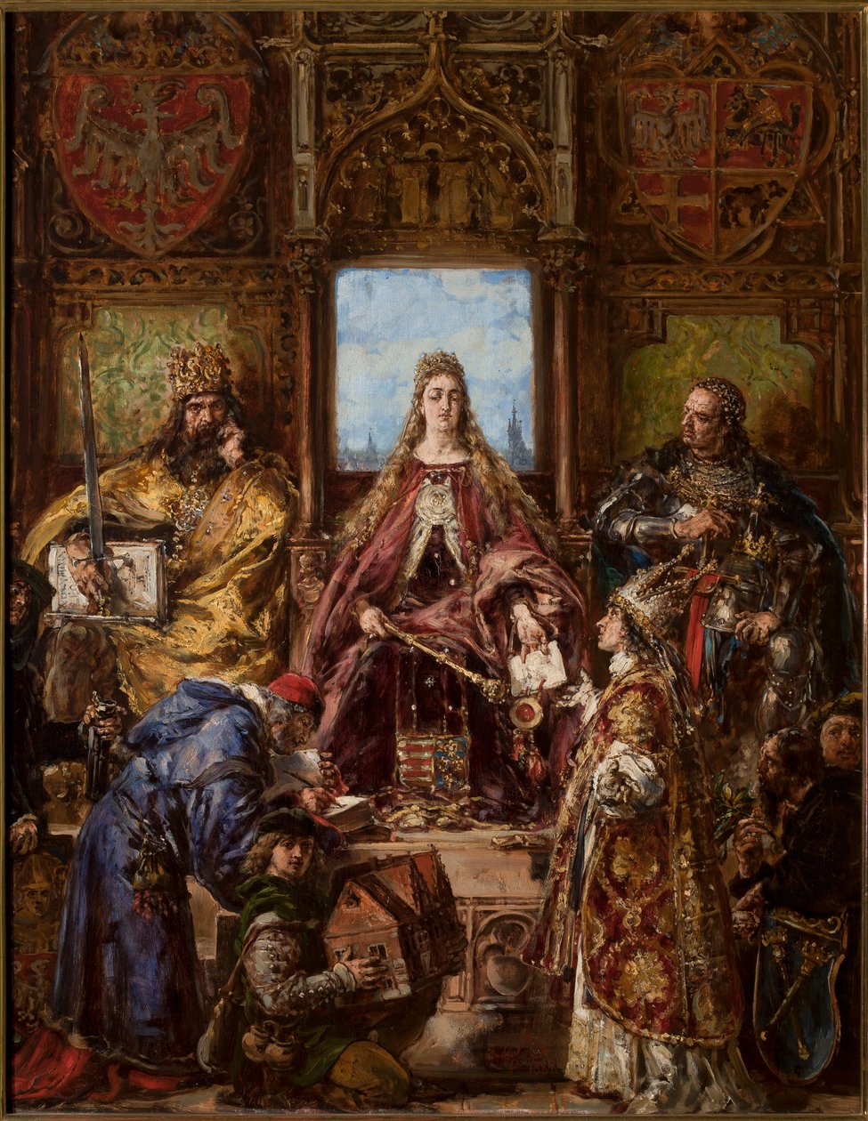 The Founding of the Main School, Consolidated by Its Transfer to Krakow. R.P. 1361-1399-1400 by Jan Matejko