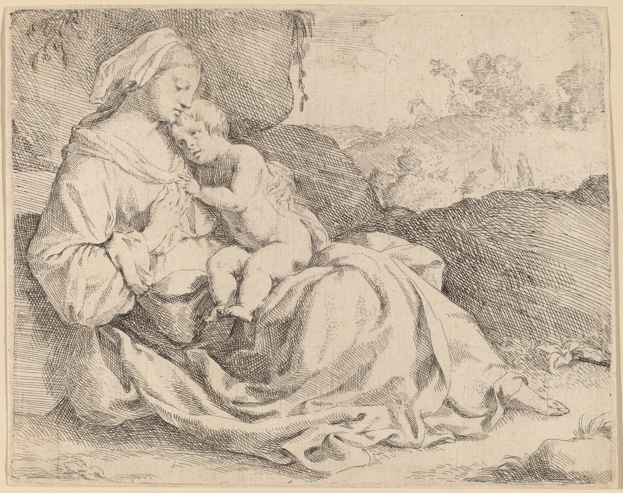 The Virgin and Child on a Grassy Bank by Jan Miel