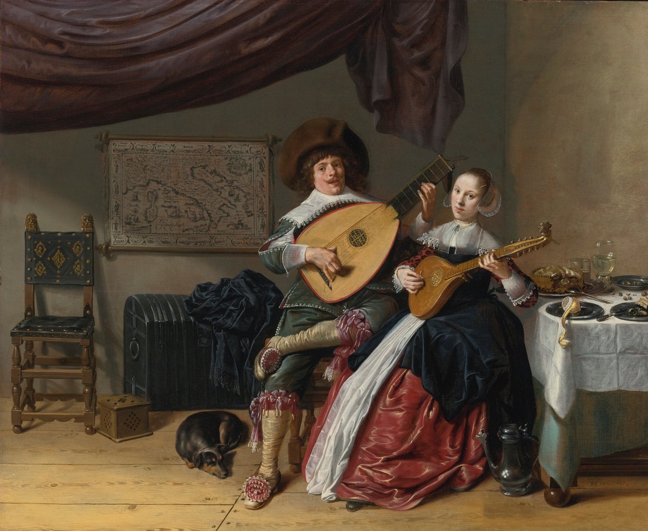 The Duet: A Self Portrait of the Artist with His Wife, Probably Their Marriage Portrait by Jan Miense Molenaer
