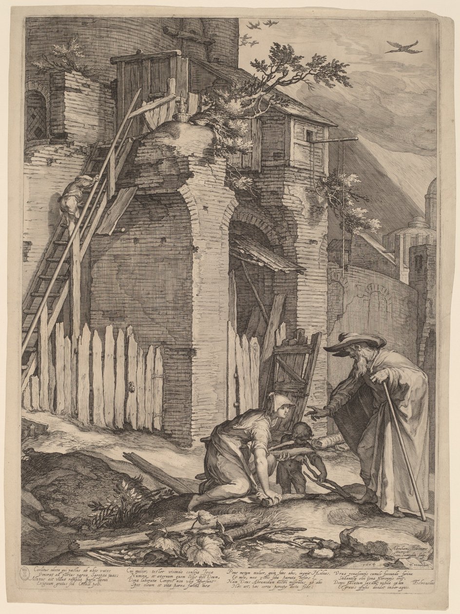 The Prophet Elijah with the Widow of Zarephath by Jan Pietersz Saenredam, after Abraham Bloemaert