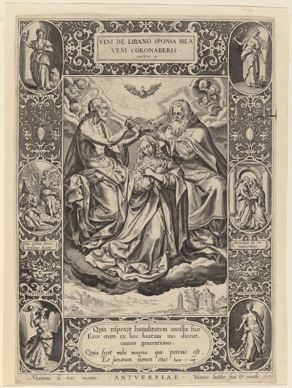 The Coronation of the Virgin by Jan Sadeler I after Maarten de Vos