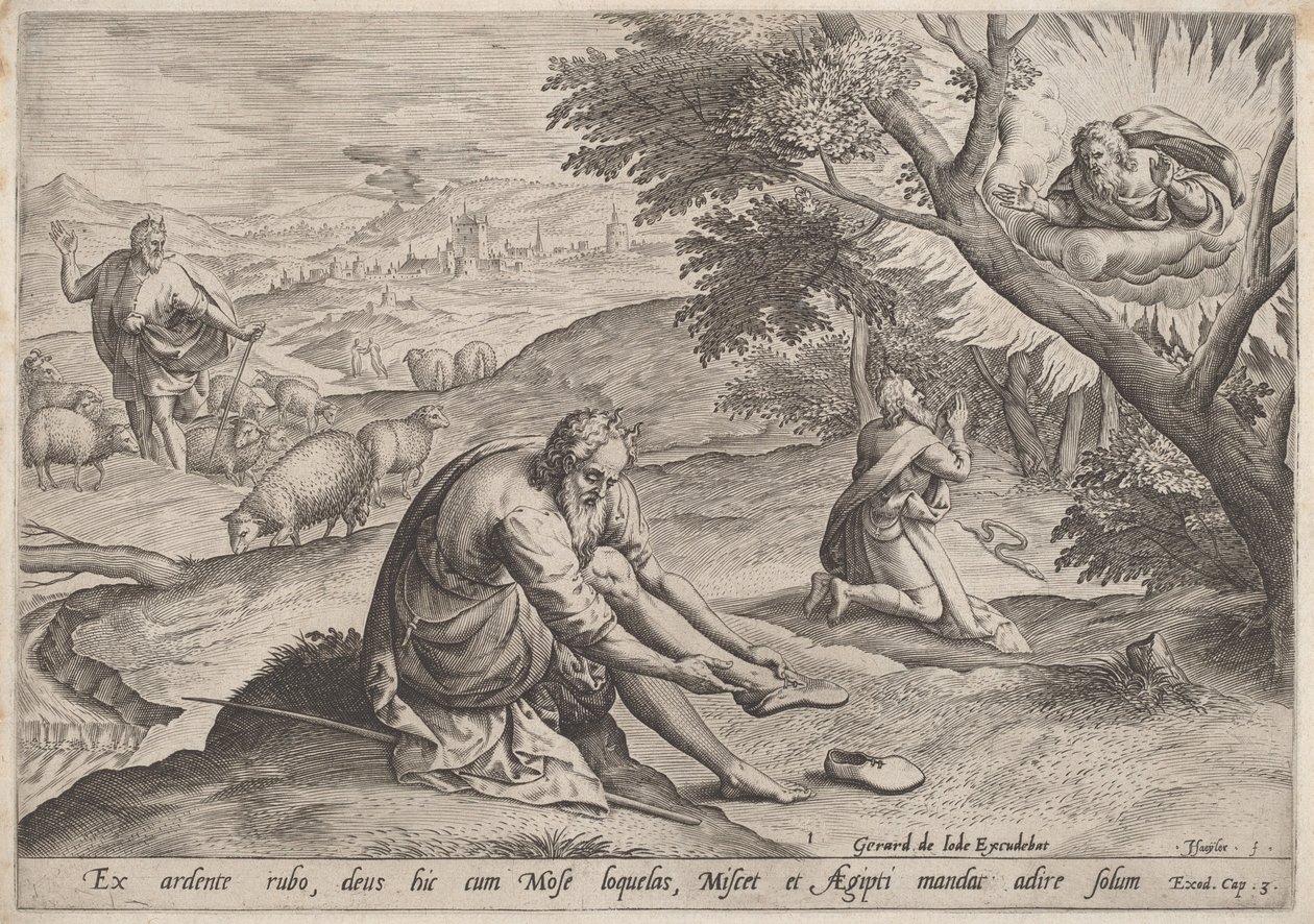 God Appearing to Moses by Jan Sadeler I, after Maarten van Cleef