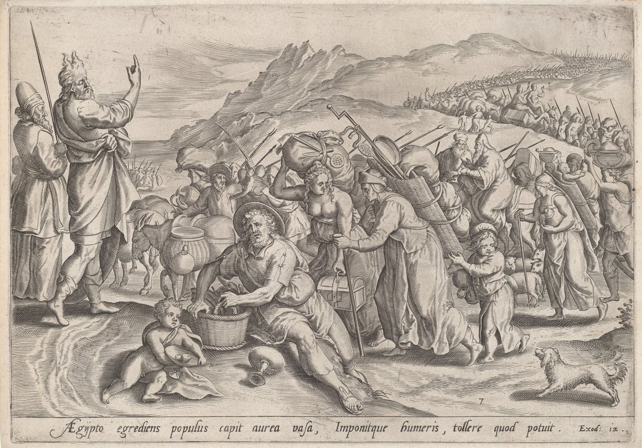 The Exodus from Egypt by Jan Sadeler I, after Maarten van Cleef