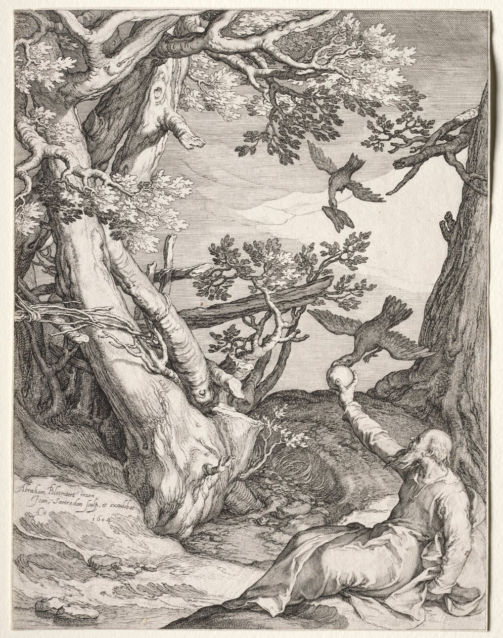 Elijah in the Wilderness Fed by Ravens by Jan Saenredam