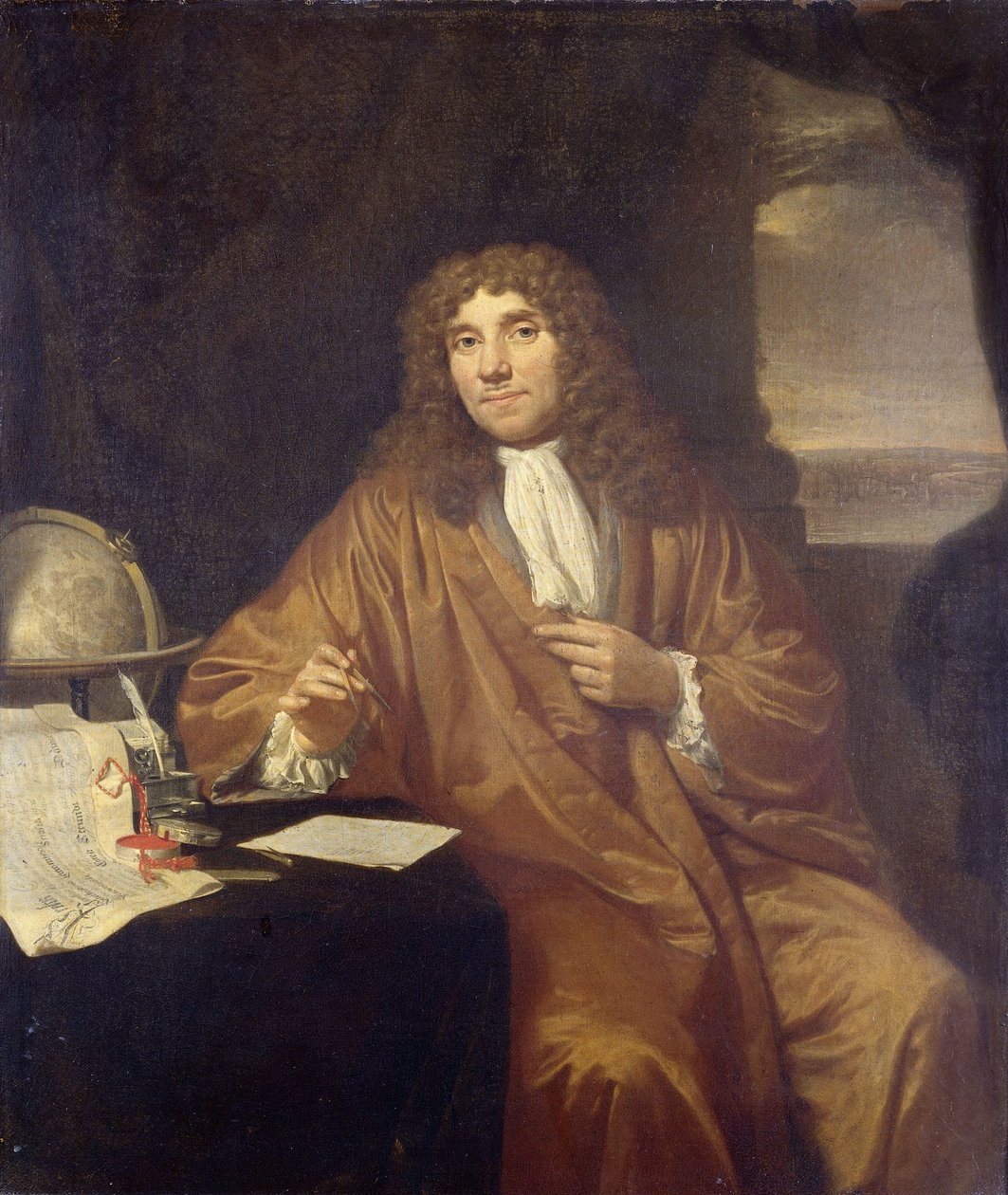 Portrait of Anthonie van Leeuwenhoek, Natural Philosopher and Zoologist in Delft by Jan Verkolje (I)