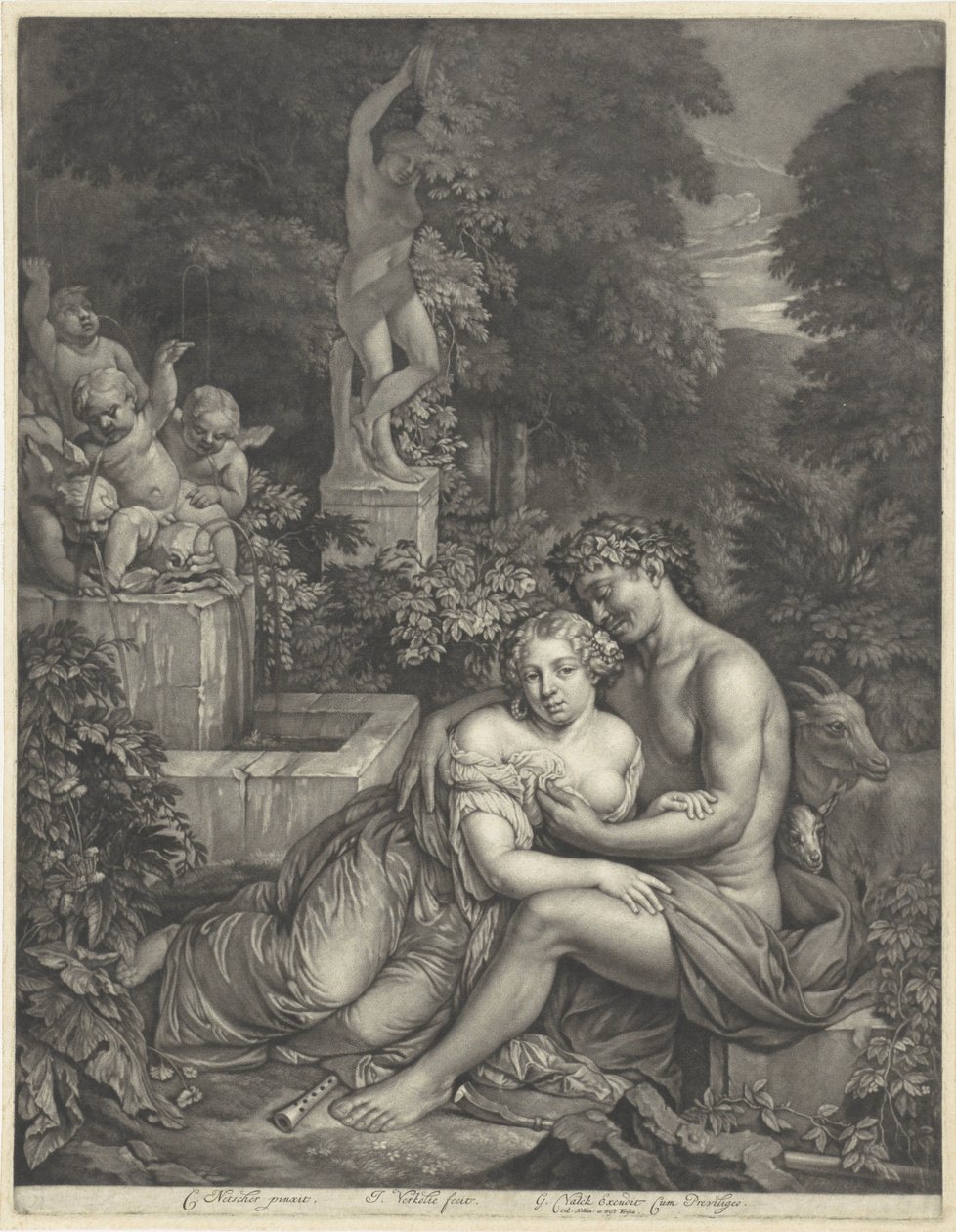 Vertumnus and Pomona by Jan Verkolje (I)