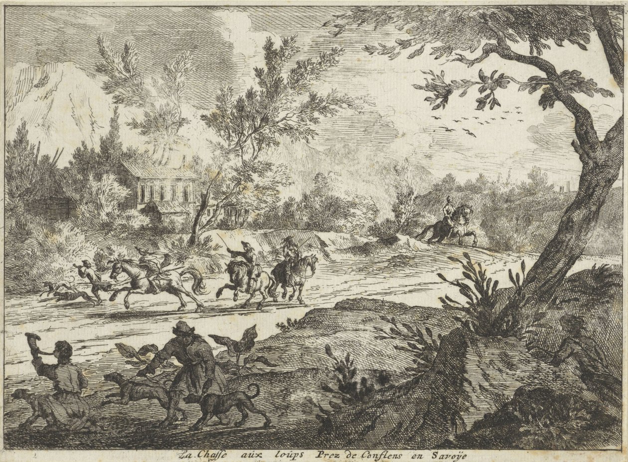 Wolf Hunt near Conflans, Savoie by Jan Vincentsz. van der Vinne