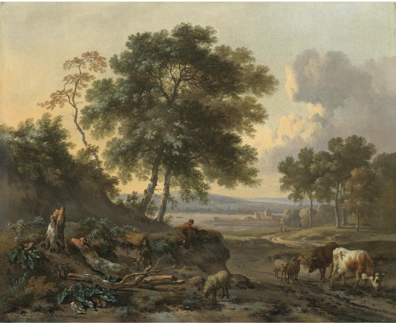 Landscape with Cattle at a Wading Place by Jan Wijnants