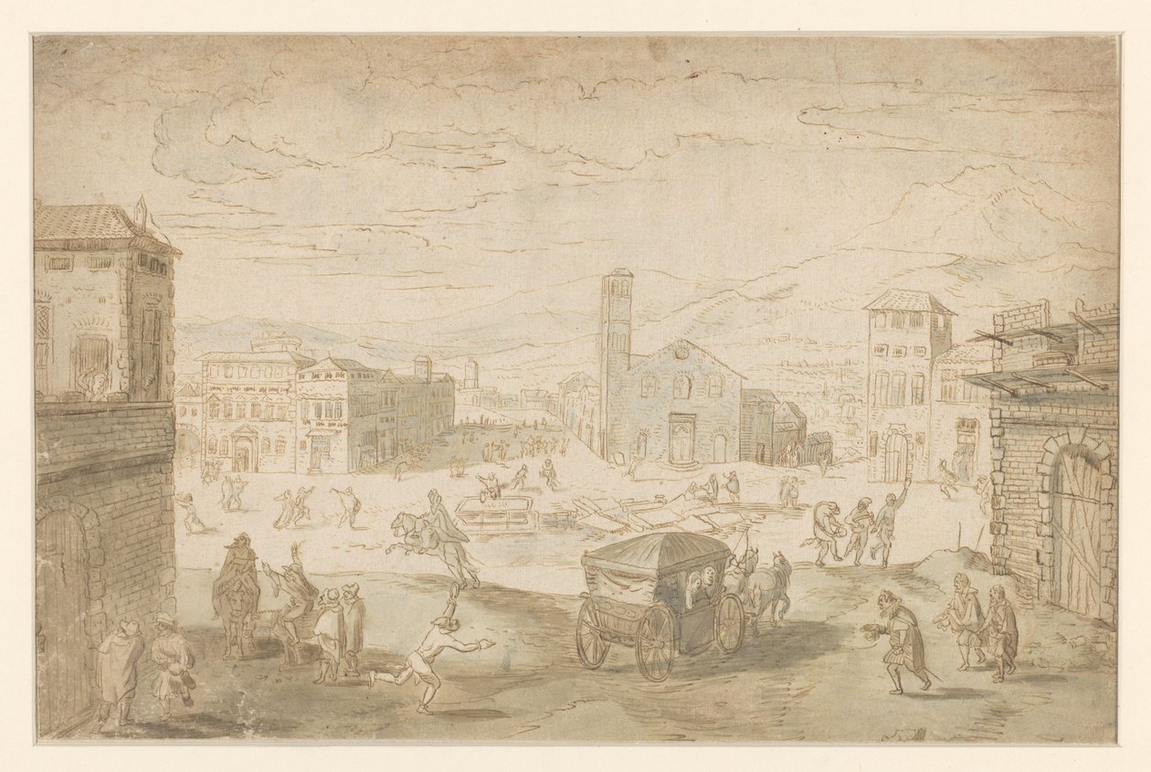 The Month of February: Carnival Scene in an Italian Square by Jan Wildens