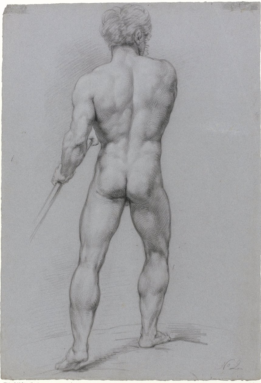 Standing Male Nude, Seen from the Back by Jan Willem Pieneman