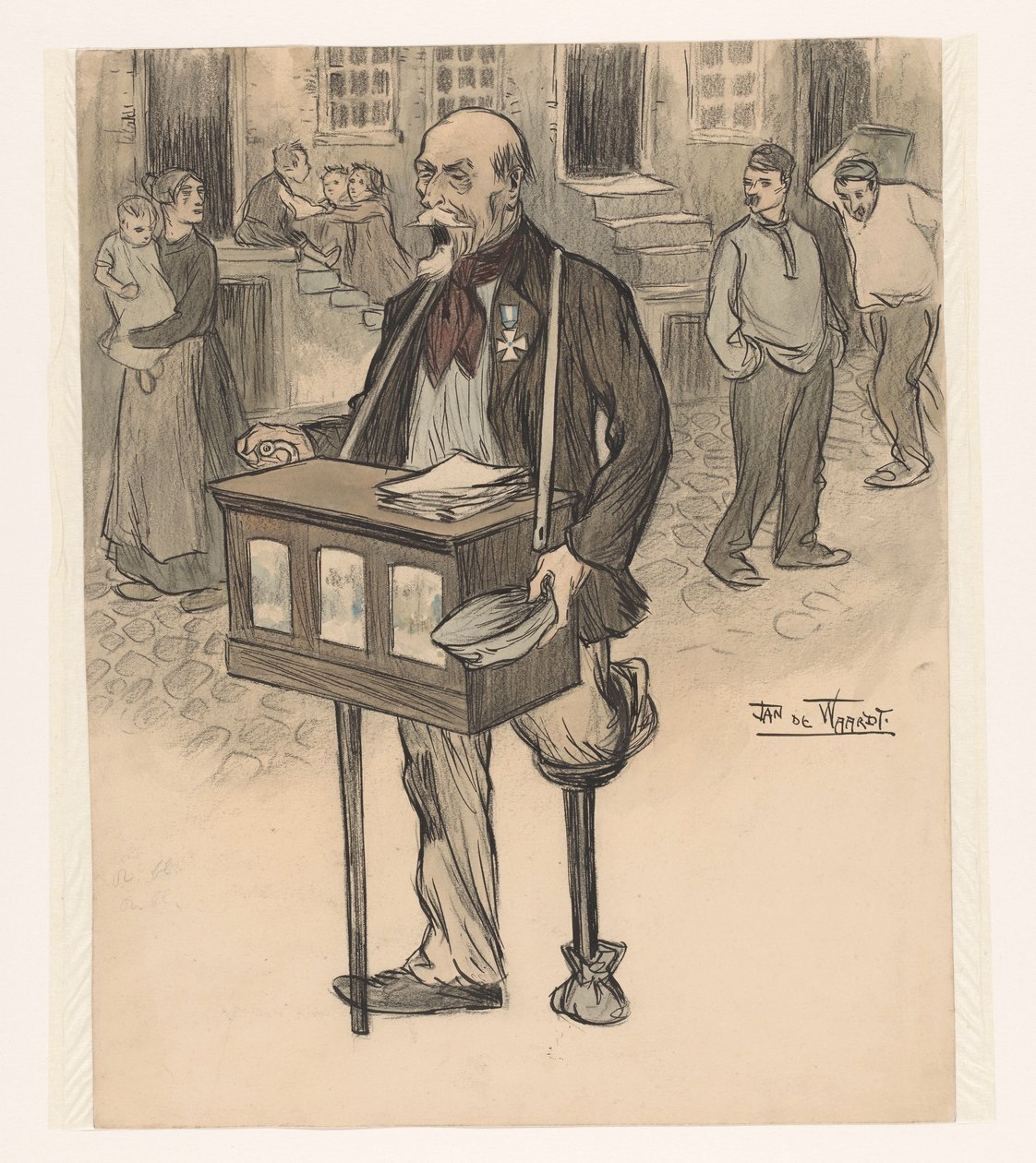 Old General as Street Musician by Jan de Waardt (signed by artist)